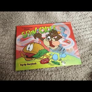1996 Warner Bros. Looney Tunes Tasmanian Devil SPIN CYCLE Pop-Up Story Book ￼
